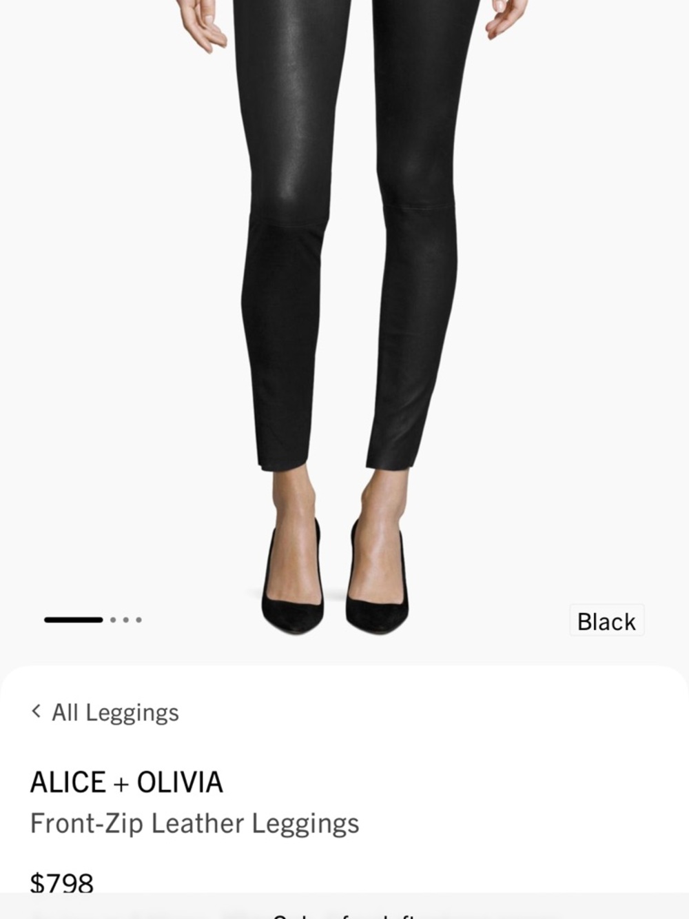 Alice + Olivia Black Faux Leather Front-Zip Leggings